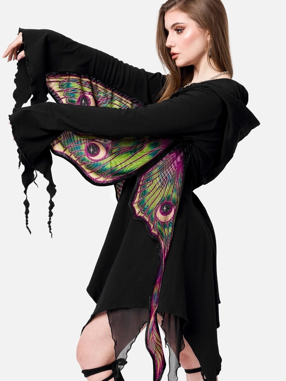 Restyle Dark Cottage Core Embroidered Metamorphosis Hoodie - Picture 5 of 10